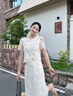 香影小香風(fēng)蕾絲套裝裙子女夏季2025新款重工刺繡白色半身裙兩件套 米白 S 155/80A/85-95斤 曬單實(shí)拍圖