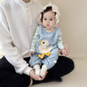 班喜迪嬰兒衣服套裝秋裝洋氣嬰幼兒連體衣超萌寶寶外出服春秋背帶褲爬服 藍(lán)色 80cm 曬單實(shí)拍圖