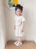巴帝巴帝夏季嬰幼兒女童寶寶套裝短袖t恤短裙子套裝 玫粉 兔兔小熊 110 曬單實拍圖