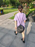 艾倫伯頓跑步運(yùn)動(dòng)套裝女假兩件內(nèi)襯三分褲夏季大碼體育中考田徑服瑜伽健身 兩件套紫黑【防走光 可放手機(jī)】 M 【100-120斤】 曬單實(shí)拍圖
