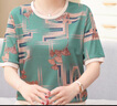 恒源祥媽媽夏裝洋氣上衣冰絲短袖T恤50歲60中老年人女士寬松半袖小衫薄 綠色 M 建議90-105斤 曬單實(shí)拍圖