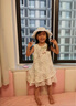 La Chapelle拉夏貝爾女童連衣裙2025新品洋氣兒童夏裝公主裙寶寶碎花背心裙子 米色 送帽子 105 建議身高91-105cm 曬單實拍圖