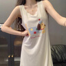 西忘莫代爾睡裙女款夏季無袖吊帶背心2025新款高級感可外穿睡衣家居服 A671彩點(diǎn)小狗 2XL 曬單實(shí)拍圖