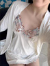 VENTION真絲睡衣女春秋高級感性感五件套女款桑蠶絲睡袍帶胸墊睡裙夏禮盒 月光白【五件套】 2XL 【135-150斤】 曬單實(shí)拍圖