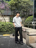 卡圖弛美式正肩boxy版型polo衫男夏季痞帥休閑短袖t恤情侶寬松半袖上衣 白灰色 XL 曬單實拍圖