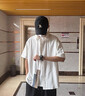 MMOPTOP美式拼接襯衫T恤夏季男士撞色涼感寬松短袖外套MCS14米灰L 曬單實(shí)拍圖