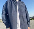 NEW OR MODE復(fù)古格子襯衫男韓版潮流ins休閑寬松情侶帥氣衣服潮牌襯衣外套男 黑色 2XL 曬單實拍圖