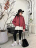 貝孩趣女童外套春秋款2025新款童裝女中大童加棉連帽衣服兒童冬裝沖鋒衣 酒紅色【春秋款】 150 碼(建議身高135-145厘米) 曬單實(shí)拍圖