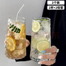 美杜2個裝INS風(fēng)冰美式水果茶杯玻璃水杯咖啡杯創(chuàng)意飲料果汁杯氣泡水杯 飲品杯大號2個裝【玻璃吸管2根】 曬單實拍圖