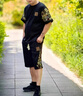 羅蒙（ROMON）兩件套男士寬松薄款短袖短褲搭配青少年夏季大碼t恤休閑運(yùn)動(dòng)套裝 A-黑色 【強(qiáng)烈】中國(guó)風(fēng)穿搭 XL 約120~145斤可穿 曬單實(shí)拍圖