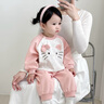 波步（BORBOON B）女寶寶套裝秋裝新款衣服嬰兒卡通上衣女童洋氣衛(wèi)衣衛(wèi)褲分體兩件套 【粉色】2389貓咪 90 曬單實拍圖