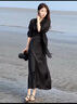 妃莉杋（FeiLiFan）法式高級(jí)感連衣裙女裝套裝2025夏季新款防曬襯衣氣質(zhì)顯瘦吊帶裙子 黑色襯衫+黑色吊帶 L 【105-115斤】 曬單實(shí)拍圖