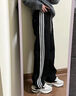 雪茜曼運動(dòng)闊腿褲女秋季新款寬松束腳褲兩穿兩條杠顯瘦衛褲休閑褲子女 曬單實(shí)拍圖