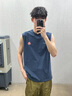 FPA撞色印花運動背心坎肩男款夏季潮流潮牌休閑百搭寬松黑色無袖T恤 藏青色 L 曬單實拍圖