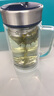 富光 茶杯玻璃杯帶把手雙層水杯男過濾網(wǎng)辦公男女士耐高溫泡茶水杯子 海浪藍【鋼蓋+加厚杯底】 570ml 曬單實拍圖
