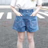 艾諾輪兒童夏季短褲女童牛仔短褲夏季款韓版中大童高腰顯瘦短褲女孩夏裝 藍(lán)色 150 建議身高135-145CM左右 曬單實(shí)拍圖
