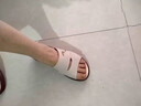 品牌真皮拖鞋女2025夏新款外穿一字拖媽媽鞋軟底休閑沙灘涼拖鞋 米白色 38 曬單實(shí)拍圖