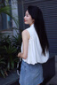 艾美琦美（AIMEIQIMEI）新款闊腿褲套裝衣服女裝2025年夏季時(shí)尚無袖背心復(fù)古牛仔褲兩件套 上衣+牛仔褲 M 曬單實(shí)拍圖