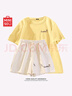 名創(chuàng)優(yōu)品（MINISO）運(yùn)動(dòng)套裝女夏季2025年新款純棉短袖小個(gè)子休閑夏裝搭配一整套女裝 鵝黃+奶白(幸運(yùn)愛心) L 165(顯瘦遮肚子) 曬單實(shí)拍圖