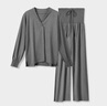 歌美姿竹纖維家居月子服孕婦天竹睡衣產(chǎn)后哺乳春夏套裝產(chǎn)前女薄款 鈦灰套頭款(贈發(fā)帶) L 曬單實(shí)拍圖