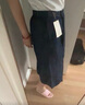 無印良品（MUJI）  女式 漢麻混 牛仔寬版裙褲褲子女款25年夏季款丹寧回潮女裝 藏青色 M (160/66A) 曬單實拍圖