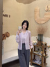 香影紫色圓領(lǐng)薄款襯衫外套女長(cháng)袖2026夏季新款吊帶兩件套上衣外搭 紫色 S 155/80A/85-95斤 曬單實(shí)拍圖