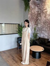 AEMAPE老錢風(fēng)慵懶松弛感背帶褲女款酷鹽系夏季日雜風(fēng)直筒闊腿大腳連體褲 麻色 L -105-115斤 曬單實(shí)拍圖