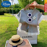 迪士尼（Disney）童裝短袖短褲套裝夏裝兒童裝衣服寶寶洋氣運(yùn)動(dòng)服中小童孩子兩件套 灰色花邊套裝 敲可愛好質(zhì)量 90 曬單實(shí)拍圖