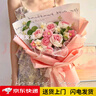 泰西絲毛線針織永生花花束成品創(chuàng)意編織玫瑰情人節(jié)送女友閨蜜生日禮物 大花束[粉玫瑰]+手提袋 曬單實(shí)拍圖