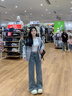 黛芮婷梨形身材牛仔褲女春秋新款大碼胖妹妹mm高腰寬松直筒顯瘦闊腿褲子 藍色  常規(guī) M 【建議90-100斤】 曬單實拍圖
