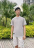 以純（YISHion）短袖t恤男士夏季薄款純棉潮流帥氣百搭半袖男裝圓領(lǐng)t恤上衣 T651淺灰色  薄款 4XL 170-190斤 曬單實(shí)拍圖