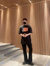 卡圖弛美式柳葉彎刀微喇牛仔褲男夏季潮流高街vibe修身顯瘦窄版長褲子 黑色 XL 曬單實拍圖