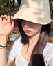 雅爍防曬帽子女2025新款漁夫帽大頭圍遮陽(yáng)帽夏季防紫外線(xiàn)鴨舌帽子女 米色 曬單實(shí)拍圖