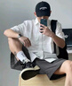 允橘白襯衫短袖襯衫男白色襯衣外套夏季舒適休閑涼感高級感半袖寬松 港風(fēng)白色短袖襯衫 L 建議100-120斤 曬單實(shí)拍圖