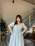 獨束大碼女裝【海鹽白沙】多彩紐扣連衣裙夏季新款氣質(zhì)優(yōu)雅長(cháng)裙 空氣藍 2XL （尺碼：4） 曬單實(shí)拍圖