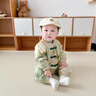 迪士尼（Disney）男寶寶衣服春秋季新生嬰兒洋氣中國風(fēng)連體衣春季新款百歲宴爬爬服 中式爬服 66cm 曬單實(shí)拍圖