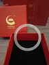 中國黃金（CHINA GOLD）白月光玉髓手鐲女寬面白瑪瑙玉手鐲送老婆女友生日禮物 圓條白月光【54mm】 曬單實(shí)拍圖