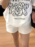 GIOIO短褲女夏a字2025新款高腰學(xué)生寬松薄款松緊腰顯瘦小個子運(yùn)動熱褲 白色 M 【95-105斤】 曬單實拍圖