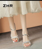ZHR粗跟涼鞋女復古方頭女鞋時(shí)尚細帶閃耀水鉆高跟鞋子女BL518銀色39 曬單實(shí)拍圖