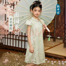 ASK JUNIOR國風新中式女童裙子2025夏旗袍連衣裙兒童提花公主裙 豆綠  150  曬單實拍圖