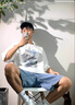 唐號夏季短袖t恤男韓版ins潮流寬松青少年五分半袖體恤男 白色 XL 曬單實拍圖