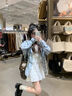 佐敘韓系格子襯衫女夏秋季新款寬松慵懶風(fēng)長袖襯衣外套休閑防曬衫上衣 藍(lán)色 M （85-105斤） 曬單實拍圖