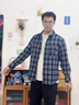 MMEAI美式潮牌帥氣格子長袖襯衫春秋季男裝上衣服外穿早秋磨毛薄款外套 C323橘黃色 XL 曬單實拍圖