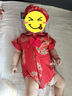 龍喜年女寶寶葉子發(fā)帶頭飾發(fā)帶帽可愛(ài)超彈紅色嬰幼兒柔軟公主0-6 宮墻紅（團(tuán)龍紋） 曬單實(shí)拍圖