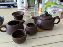 茗陽宜興紫砂壺純?nèi)止ぴV紫泥功夫茶具套裝四方抽角泡茶壺整套茶具 整套茶具壺身刻繪【厚德載物】 曬單實拍圖