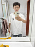 名創(chuàng)優(yōu)品（MINISO）短袖男純棉休閑寬松夏季圓領(lǐng)百搭青少年潮流半袖t恤 淺米 XL 曬單實(shí)拍圖