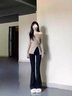 潮衣控微喇牛仔褲女秋冬2025年新款顯瘦修身黑色高腰喇叭加絨馬蹄褲子女 春秋/款-黑色-九分-:推薦身高158 28 曬單實拍圖