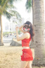 冶芷比基尼泳衣性感辣妹風(fēng)分體泳衣女四件套復(fù)古港風(fēng)紅色花朵純欲風(fēng) 酒紅色 均碼 曬單實(shí)拍圖