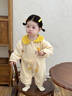 優(yōu)奇嬰兒衣服秋裝超萌可愛(ài)哈衣嬰幼兒寶寶連體衣洋氣爬服春秋季外出服 米黃 80cm 曬單實(shí)拍圖