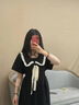 冶芷娃娃領(lǐng)孕婦裙連衣裙2025年新款女裝夏季學(xué)院風(fēng)減齡收腰顯瘦短袖 孕婦娃娃領(lǐng)連衣裙【黑色】L碼 曬單實(shí)拍圖